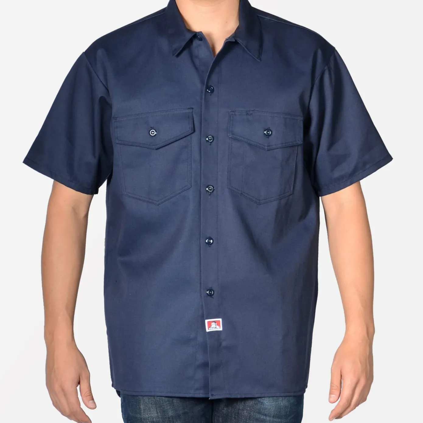 Short Sleeve Button-Up Shirt - Navy
