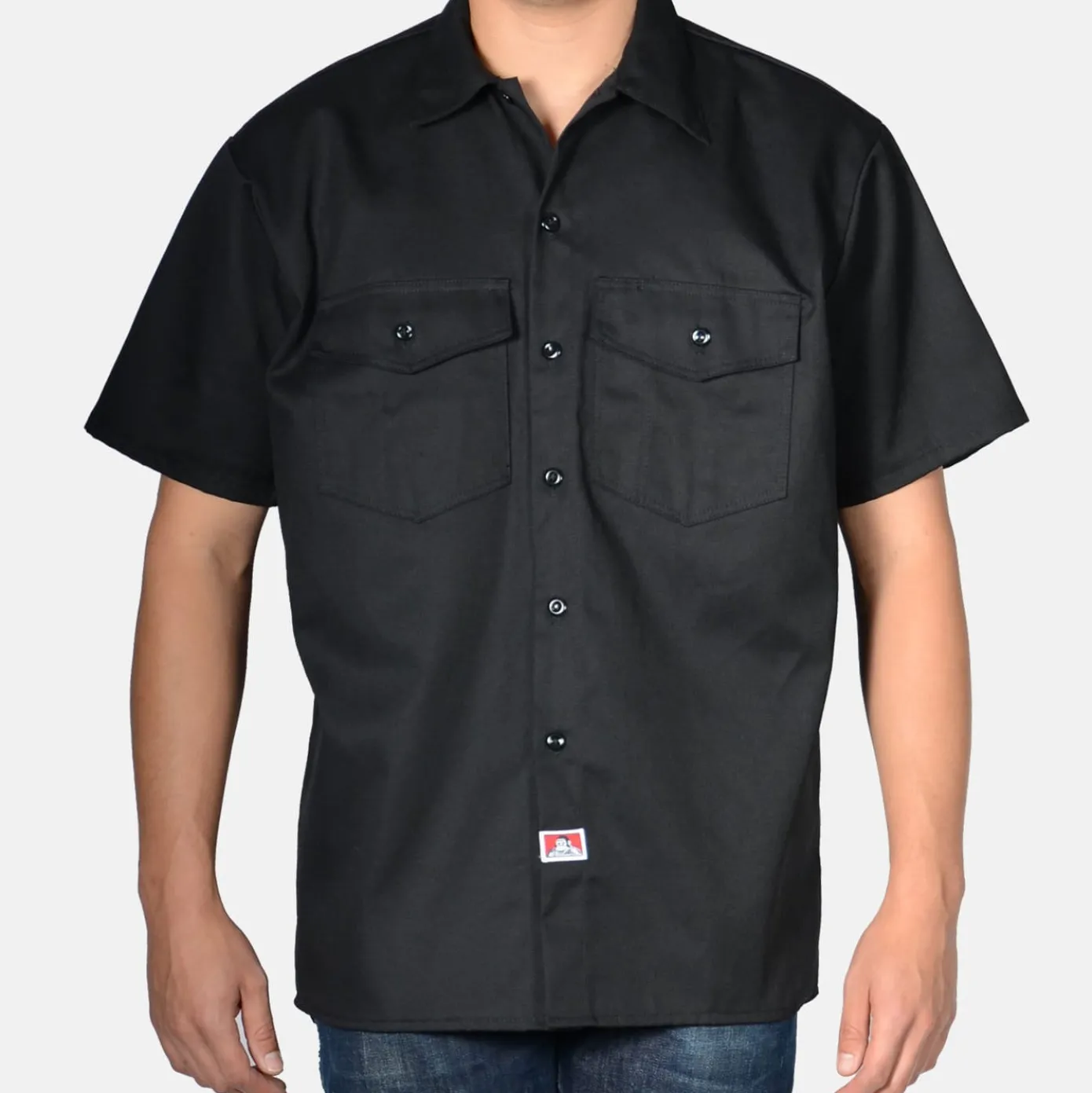 Short Sleeve Button-Up Shirt - Black